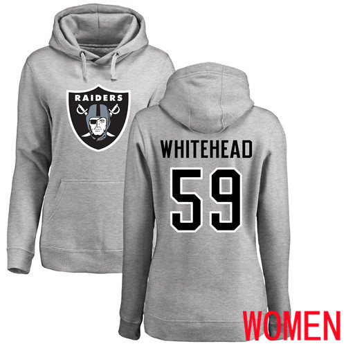 Oakland Raiders Ash Women Tahir Whitehead Name and Number Logo NFL Football 59 Pullover Hoodie Sweatshirts